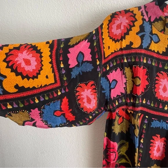 NWT Farm Rio Black Flowers Tapestry Maxi Dress Lined Size M - Picture 5 of 9